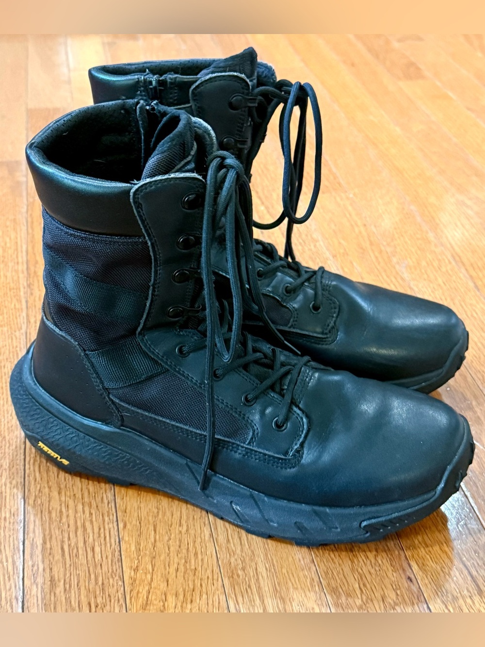 NORTIV 8 Men's 10 Breathable Tactical Military Work Boots Zipper Leather Combat